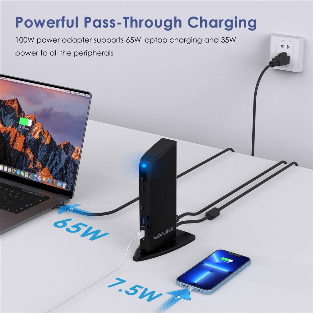 WAVLINK UG39PD1 13-in-1 USB C Docking Station Triple Monitors 4K HD Compatible for Windows / Mac OS