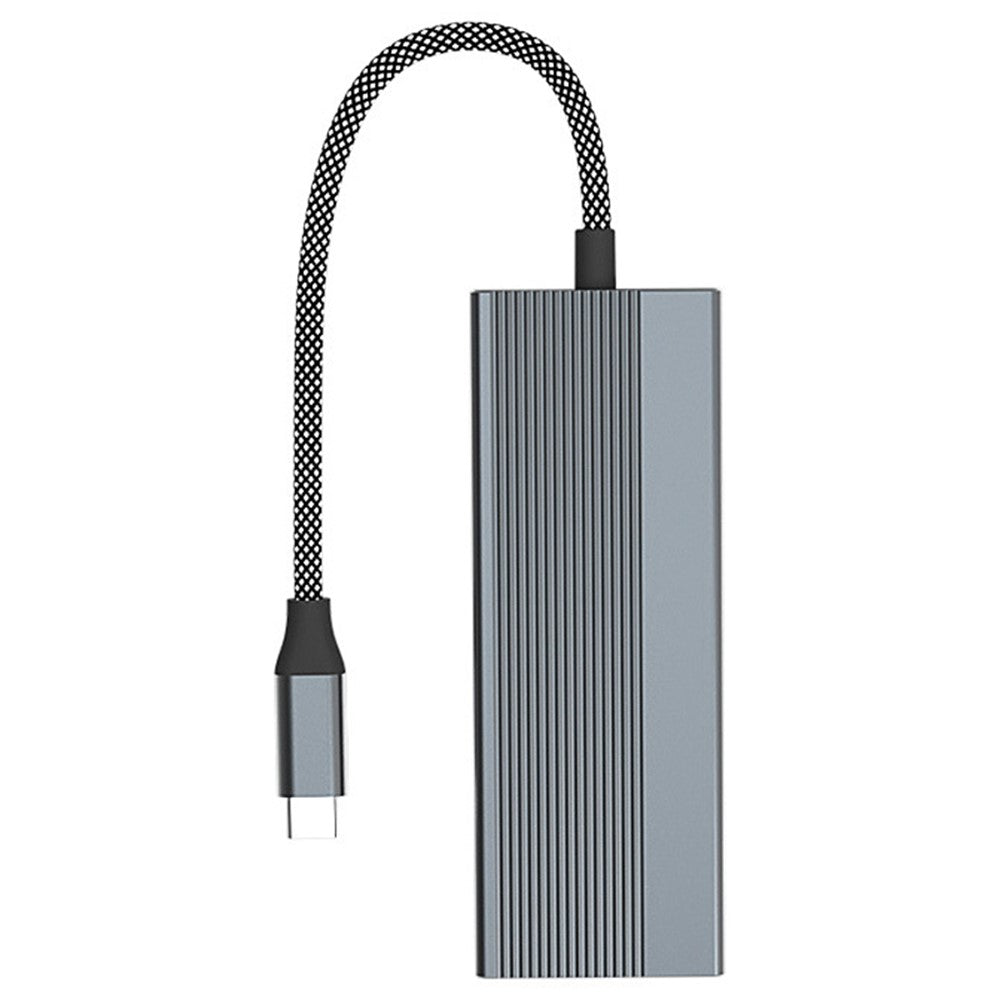 8-in-1 Type-C Hub Aluminum Alloy Docking Station, 4K HD + RJ45 + USB-C + 2 USB 3.0 + TF / SD Card Reader