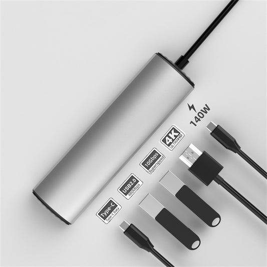 FX-2310C 5-in-1 Data Transfer Type-C Hub with 4K 60Hz HD, USB-A / USB-C and PD 140W Charging Port