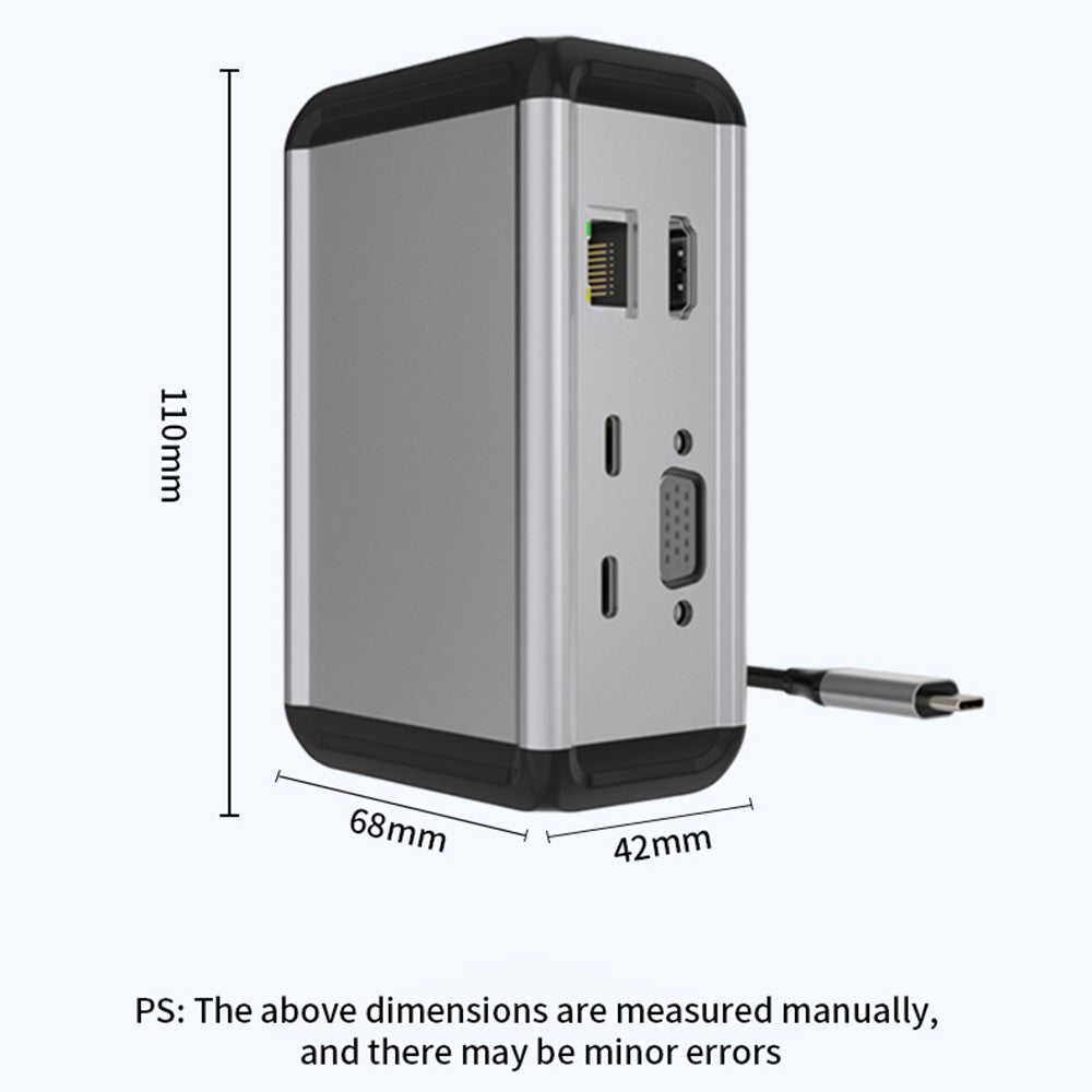 FX-2046H 12-in-1 Type-C Hub with 4K HD, 100W PD, RJ45, USB 3.0 / 2.0 and SD / TF Card Reader