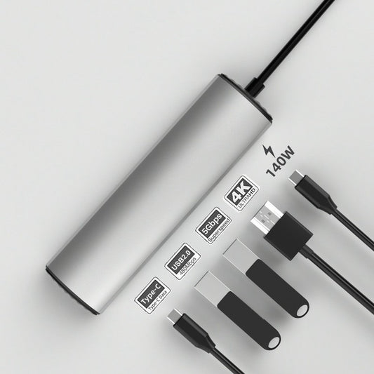FX-2310A 5-in-1 USB Hub Adapter Type-C to USB-C PD 140W + 4K HD + USB3.0 + USB2.0 + USB-C3.0 Docking Station