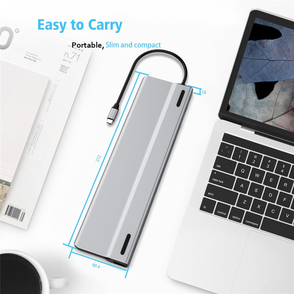 FX-2020C 15-in-1 Type-C Hub with Dual 4K HD, 100W PD, 5Gbps USB-C, VGA, RJ45 and SD / TF Card Reader