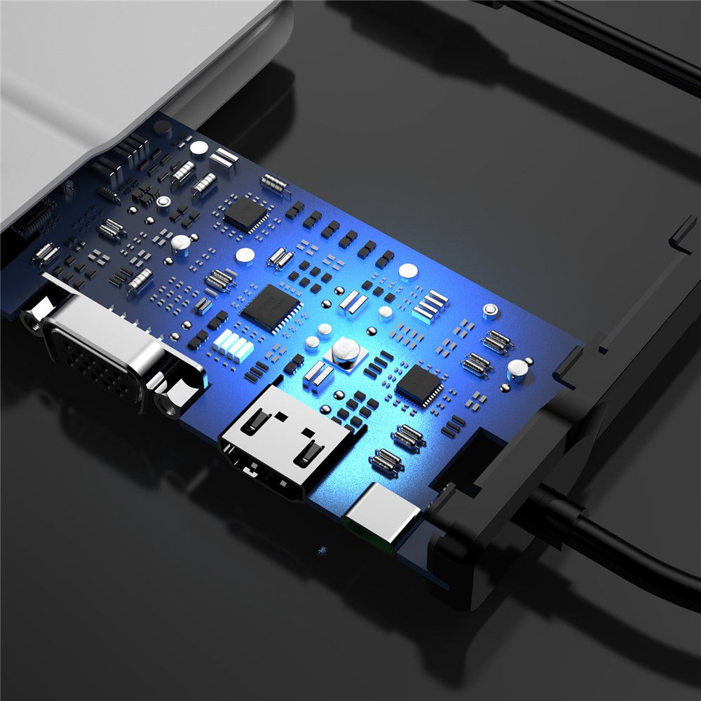 FX-2020C 15-in-1 Type-C Hub with Dual 4K HD, 100W PD, 5Gbps USB-C, VGA, RJ45 and SD / TF Card Reader