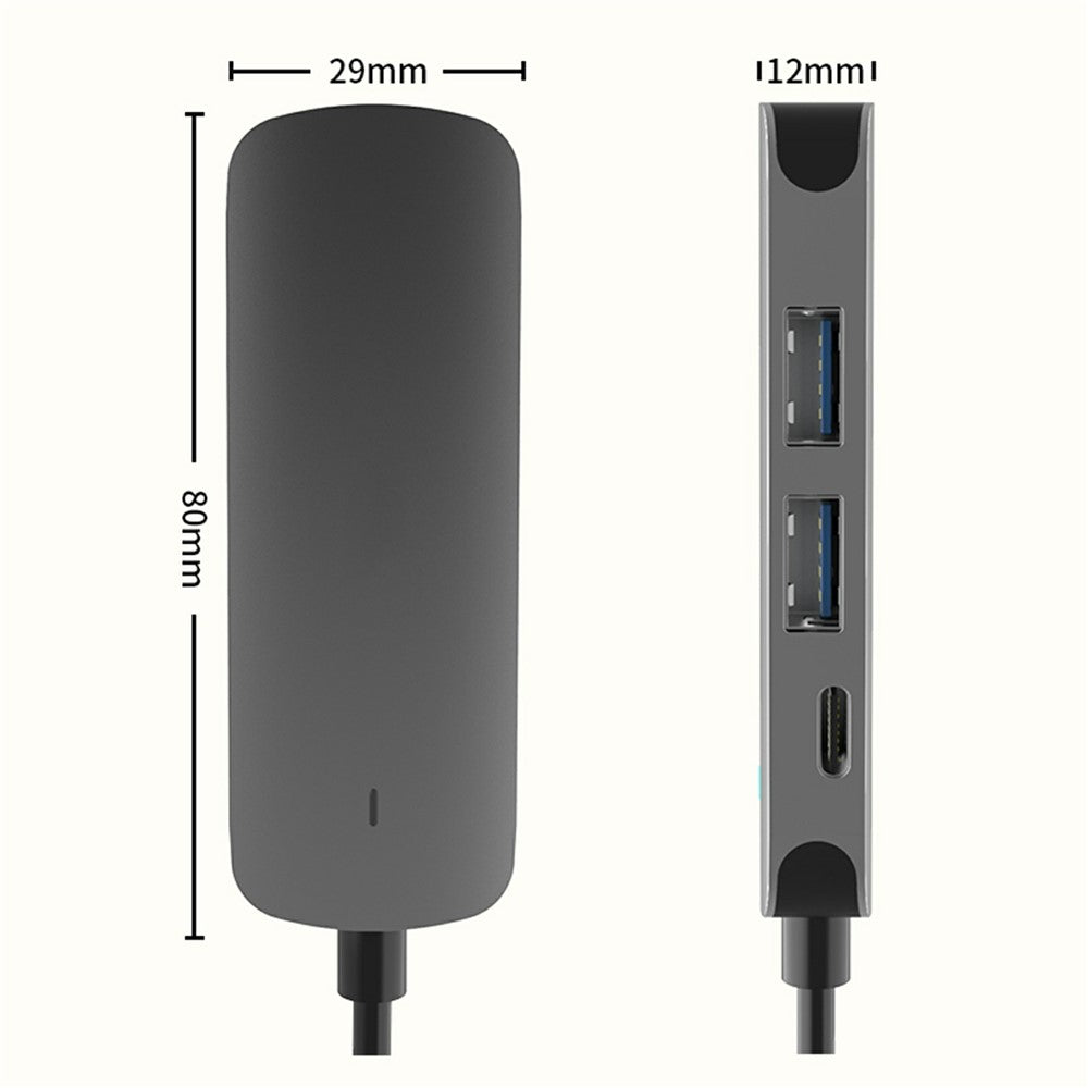 FX-1804H 4-in-1 Aluminum Alloy Type-C Hub with 2x USB-A, HD 4K and PD Charging USB-C