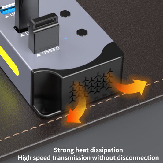YX-H3010 10 Port USB 3.0 Hub Splitter with Independent Switches 5Gbps Data Transfer for PC / Smart TV