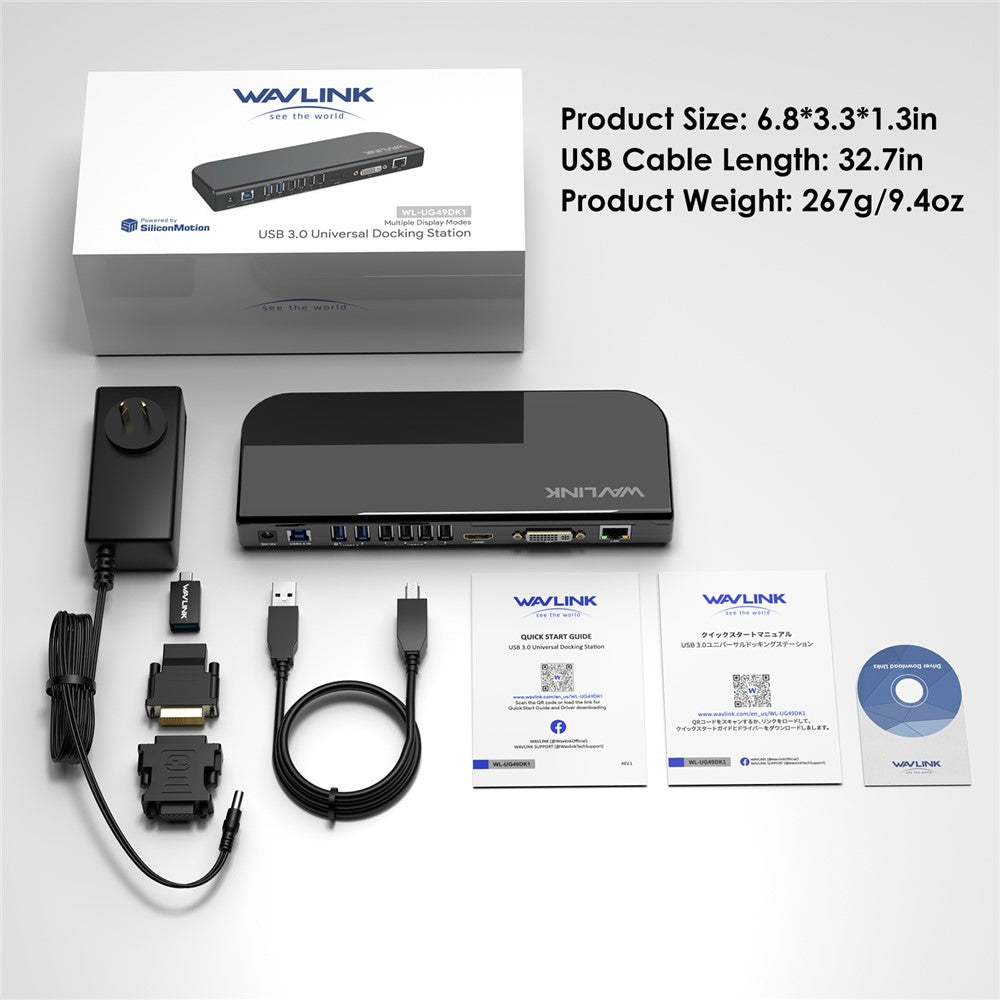 WAVLINK UG49DK1 13 In 1 USB-C Hub Dual Display Docking Station For Windows Mac Chrome Android