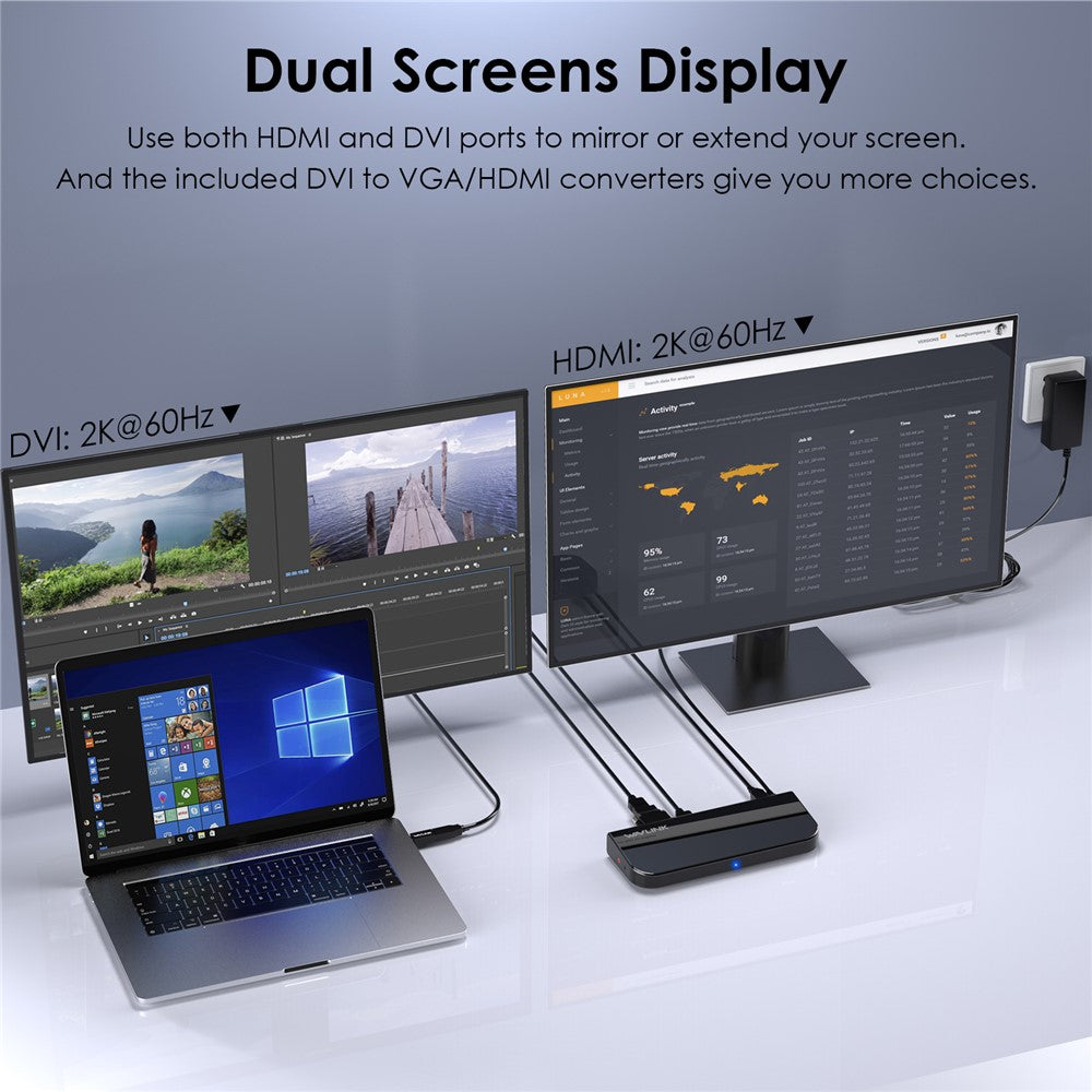 WAVLINK UG49DK1 13 In 1 USB-C Hub Dual Display Docking Station For Windows Mac Chrome Android