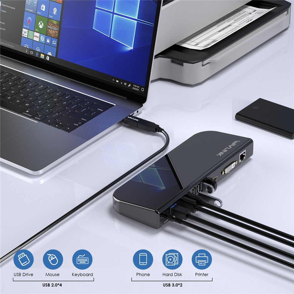 WAVLINK UG49DK1 13 In 1 USB-C Hub Dual Display Docking Station For Windows Mac Chrome Android
