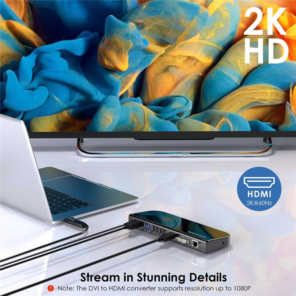 WAVLINK UG49DK1 13 In 1 USB-C Hub Dual Display Docking Station For Windows Mac Chrome Android