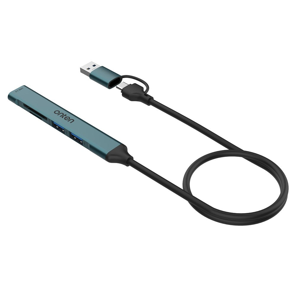 ONTEN UCA9705 Mini Portable USB Hub USB-A / C to USB 3.0 + 2 USB 2.0 + SD / TF Card Reader OTG Adapter