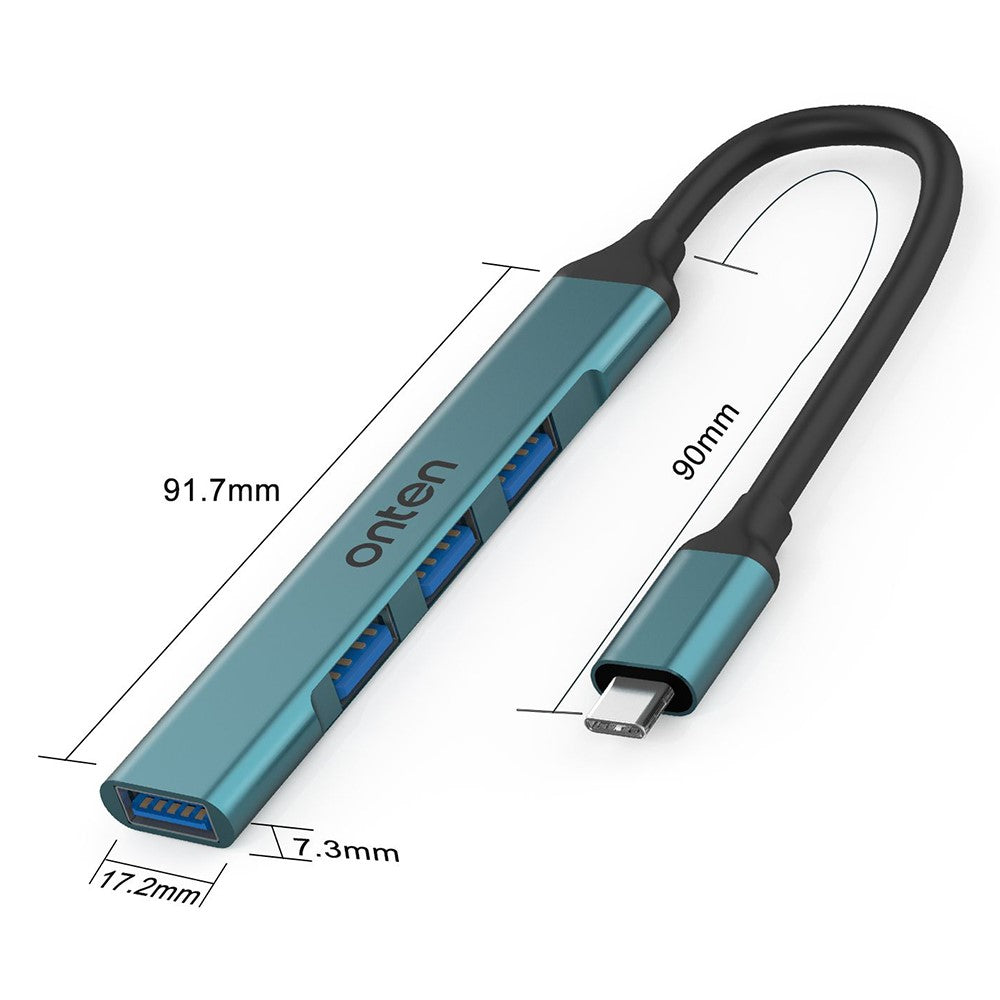 ONTEN OTN-9701 Portable Hub Type-C 3.0 to USB 3.0 + 3xUSB 2.0 Aluminum Alloy Adapter