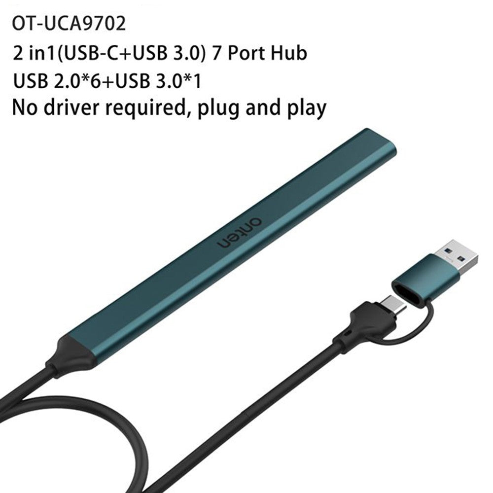 ONTEN UCA9702 Type-C / USB 3.0 Hub Aluminum Alloy Splitter USB 3.0 + 6 x USB 2.0 Expansion Dock