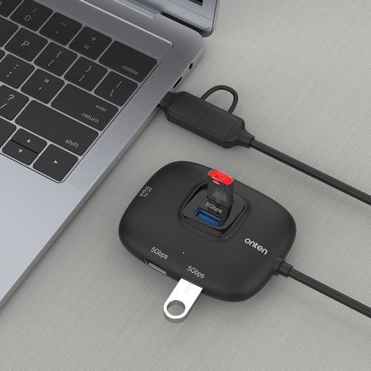 ONTEN OTN-UCA310 USB-A / USB-C to 4 x USB3.0 + USB-C Hub 5Gbps Transfer Speed Adapter