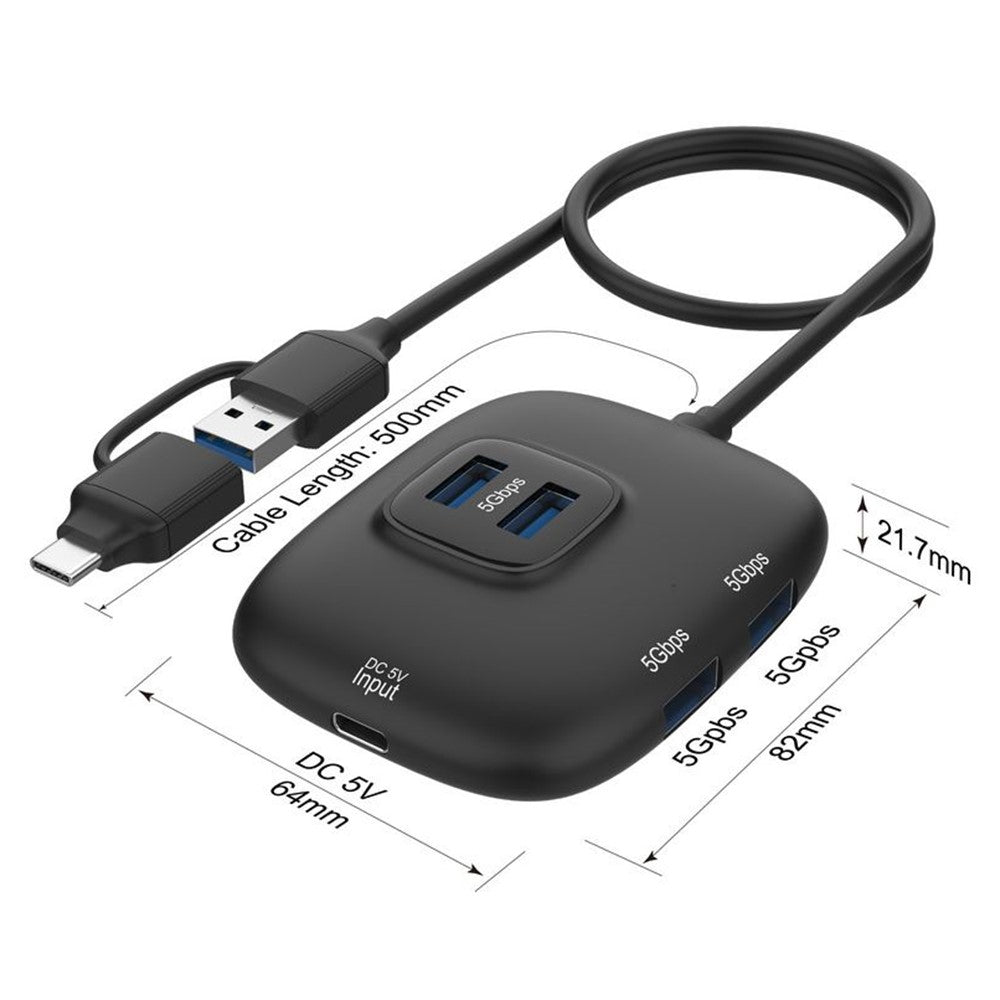 ONTEN OTN-UCA310 USB-A / USB-C to 4 x USB3.0 + USB-C Hub 5Gbps Transfer Speed Adapter