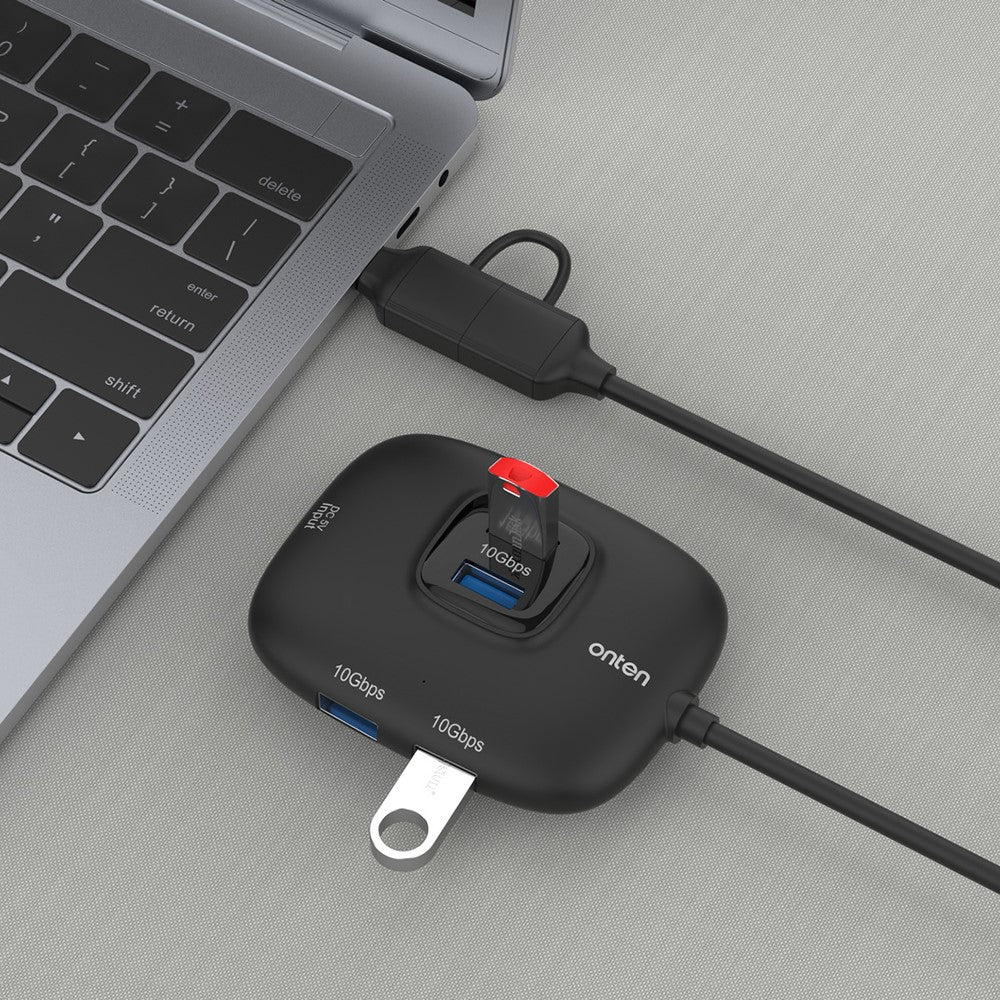 ONTEN OTN-UCA610 USB-A / USB-C to 4 x USB3.0 + USB-C Hub 10Gbps Transfer Speed Adapter