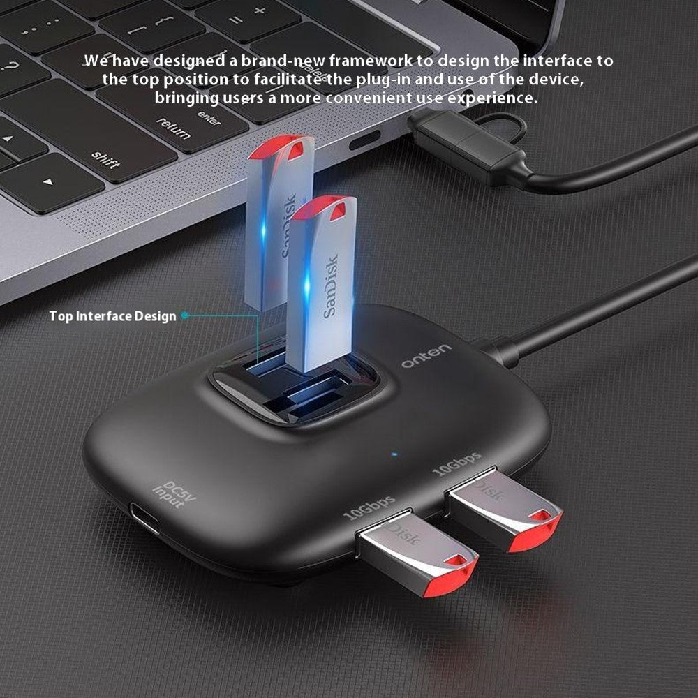 ONTEN OTN-UCA610 USB-A / USB-C to 4 x USB3.0 + USB-C Hub 10Gbps Transfer Speed Adapter