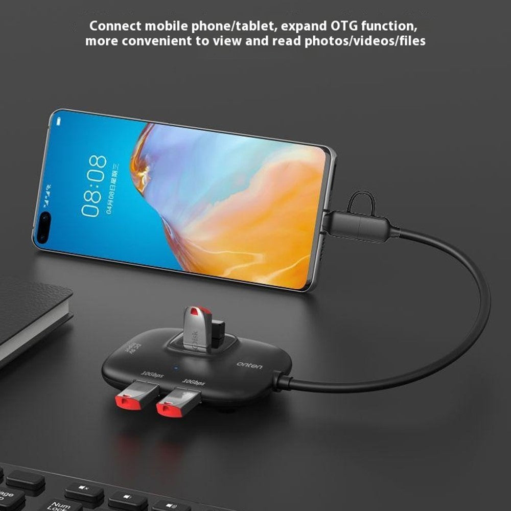 ONTEN OTN-UCA610 USB-A / USB-C to 4 x USB3.0 + USB-C Hub 10Gbps Transfer Speed Adapter