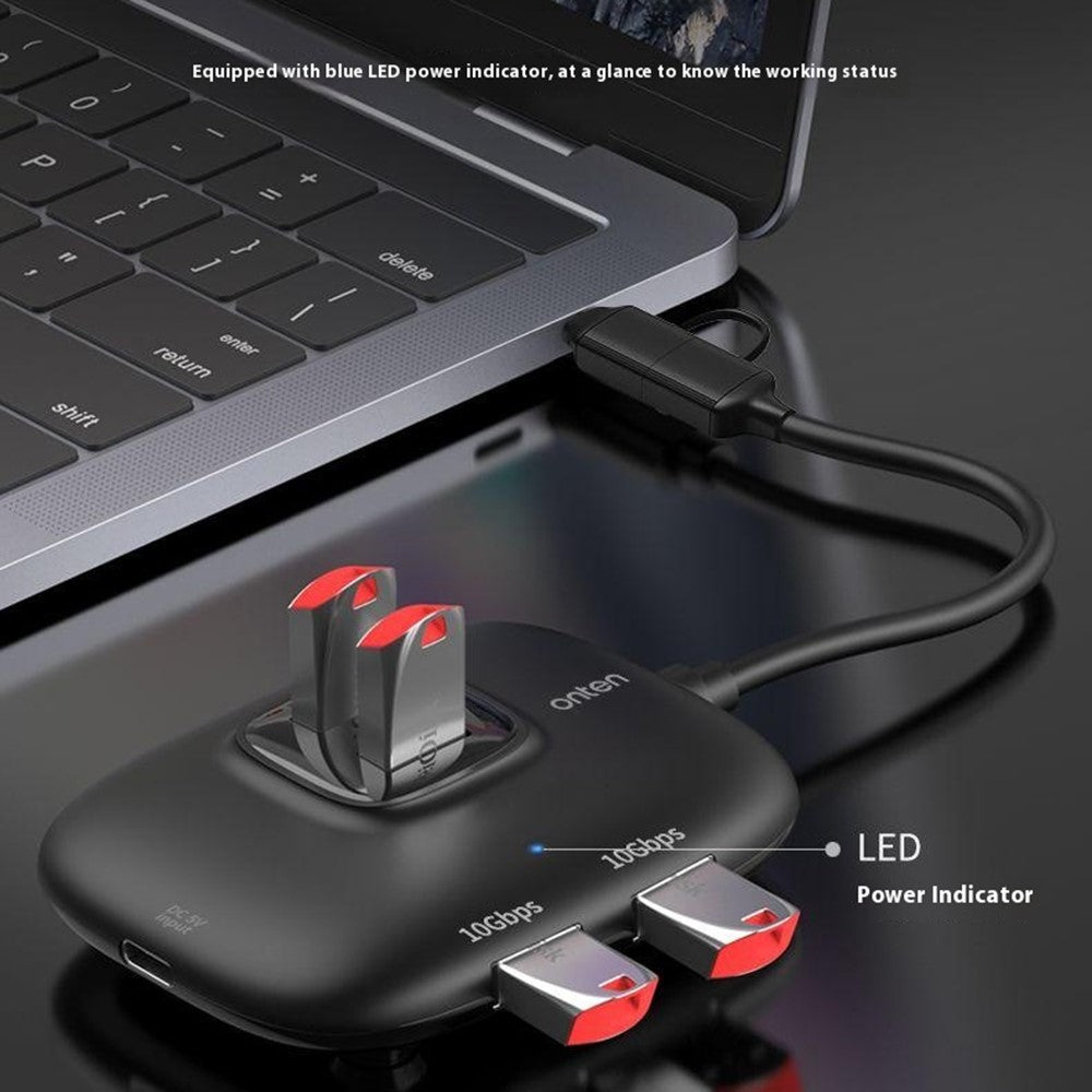 ONTEN OTN-UCA610 USB-A / USB-C to 4 x USB3.0 + USB-C Hub 10Gbps Transfer Speed Adapter