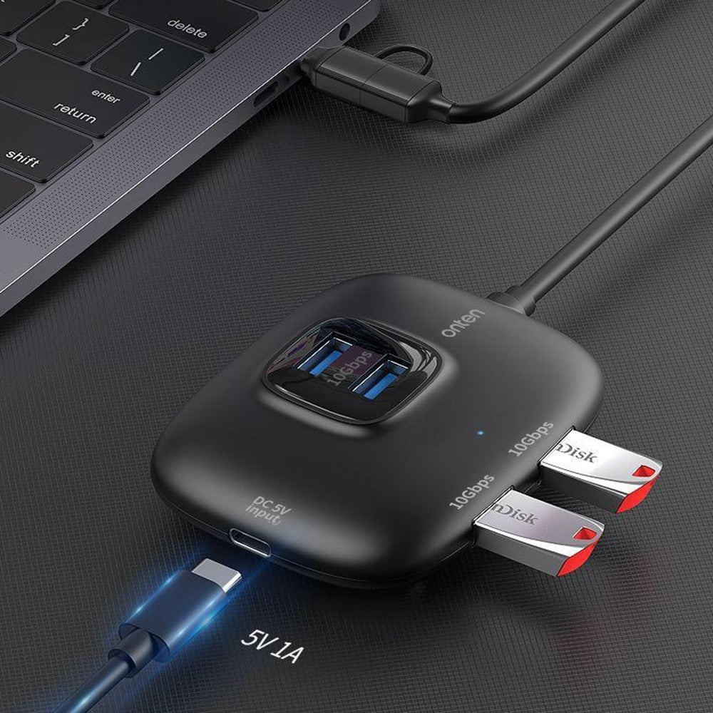 ONTEN OTN-UCA610 USB-A / USB-C to 4 x USB3.0 + USB-C Hub 10Gbps Transfer Speed Adapter