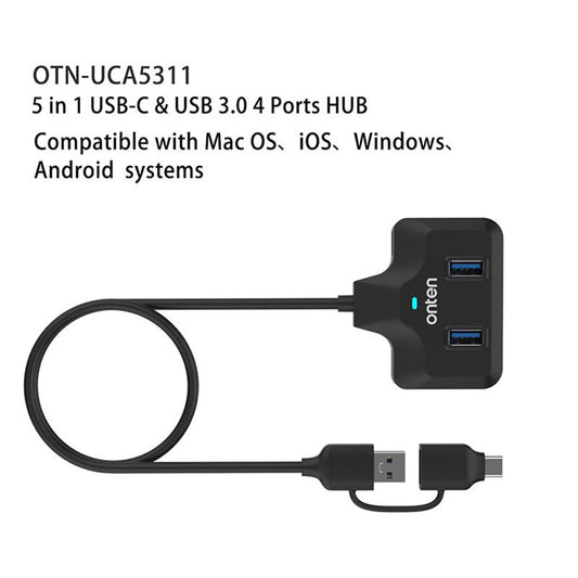 ONTEN UCA5311 USB-C / USB 3.0 Multi-Port Hub High-Speed Data Transfer Gigabit Ethernet Adapter