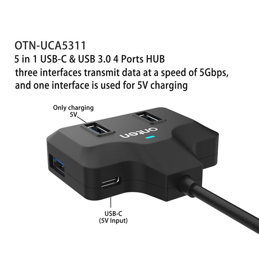 ONTEN UCA5311 USB-C / USB 3.0 Multi-Port Hub High-Speed Data Transfer Gigabit Ethernet Adapter
