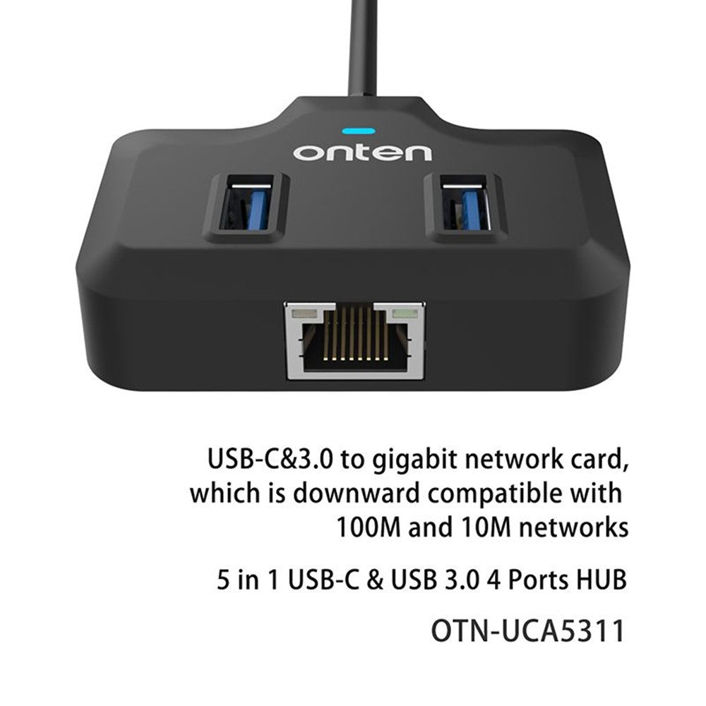 ONTEN UCA5311 USB-C / USB 3.0 Multi-Port Hub High-Speed Data Transfer Gigabit Ethernet Adapter