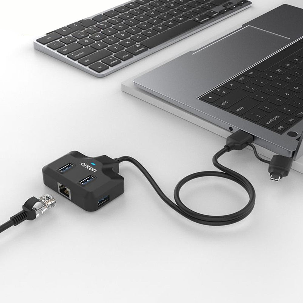 ONTEN UCA5311 USB-C / USB 3.0 Multi-Port Hub High-Speed Data Transfer Gigabit Ethernet Adapter