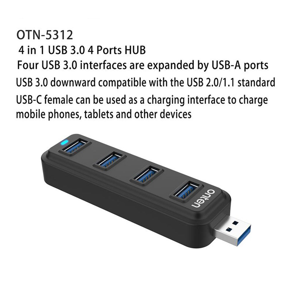 ONTEN 5312 USB3.0 to 4 x USB3.0 Hub 5Gpbs High Speed Data Transfer Adapter