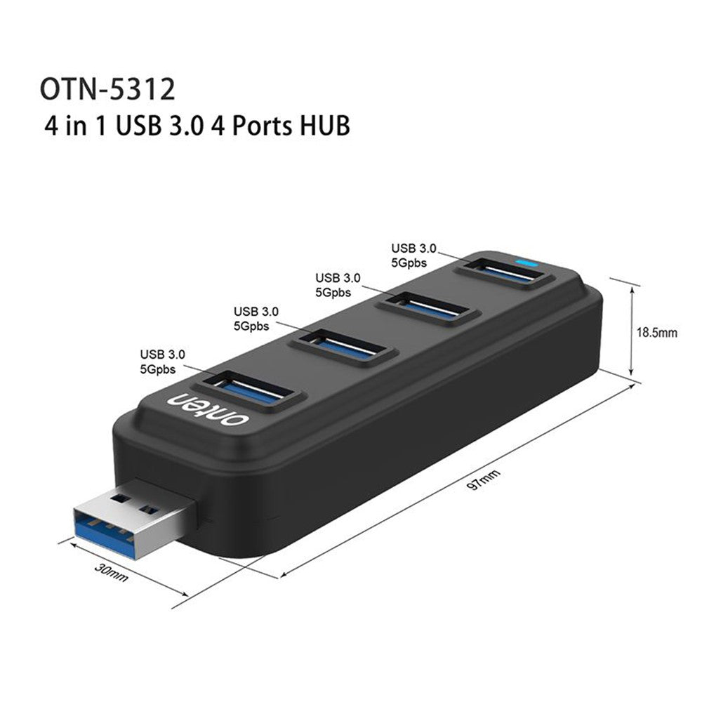 ONTEN 5312 USB3.0 to 4 x USB3.0 Hub 5Gpbs High Speed Data Transfer Adapter