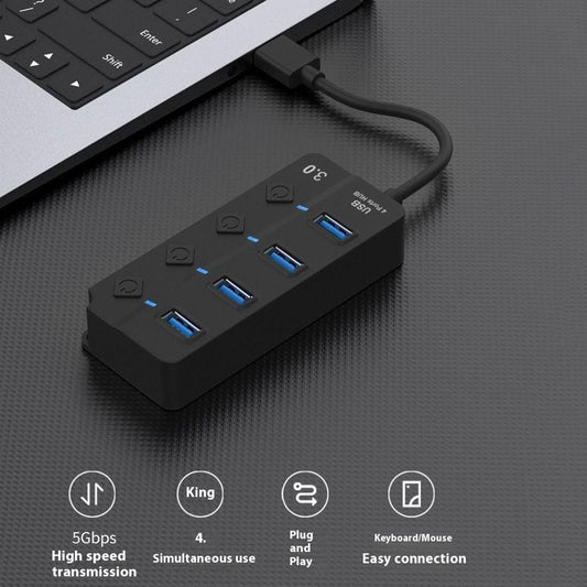 5301 5Gbps High Speed USB 3.0 4 Ports Hub with 5V 2A DC Power Supply Port