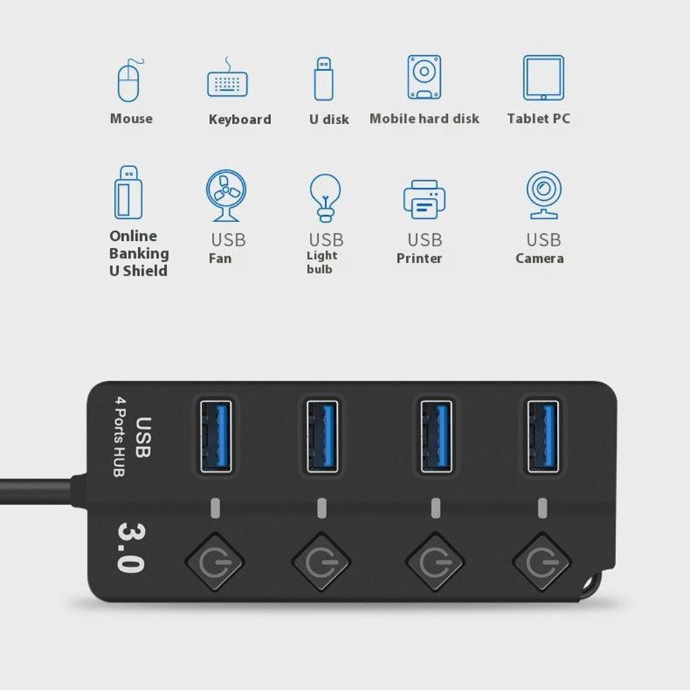5301 5Gbps High Speed USB 3.0 4 Ports Hub with 5V 2A DC Power Supply Port