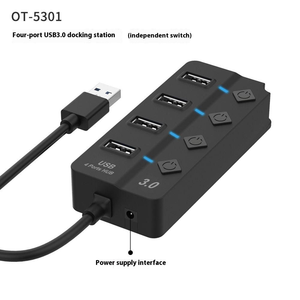 5301 5Gbps High Speed USB 3.0 4 Ports Hub with 5V 2A DC Power Supply Port