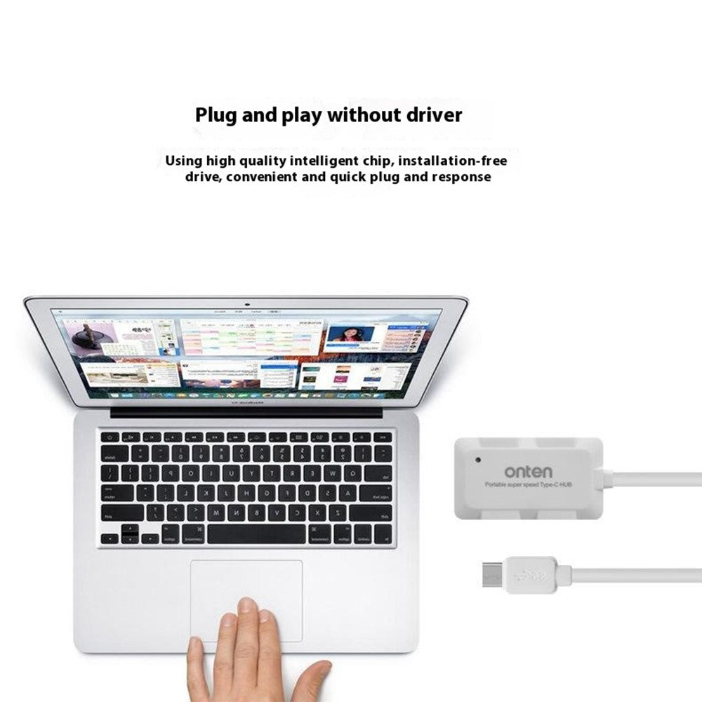ONTEN 9102B 4 Port USB 3.0 HUB For Computer Type-C Splitter High Speed Data Transfer Adapter