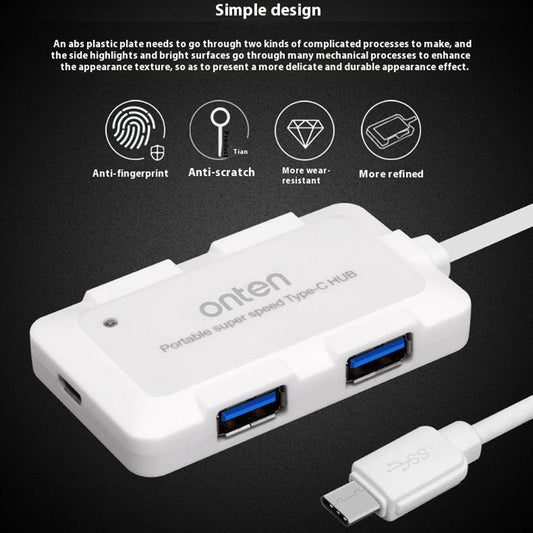 ONTEN 9102B 4 Port USB 3.0 HUB For Computer Type-C Splitter High Speed Data Transfer Adapter