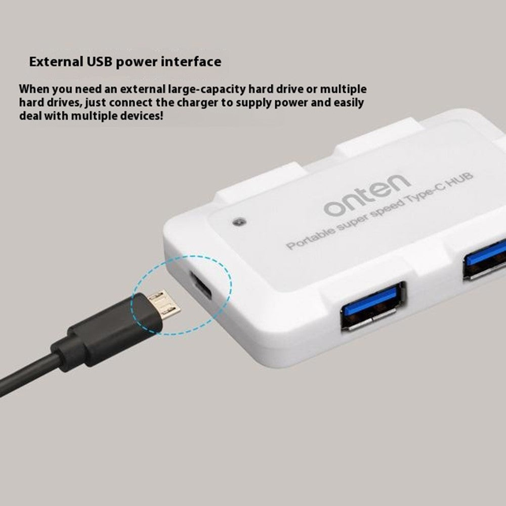 ONTEN 9102B 4 Port USB 3.0 HUB For Computer Type-C Splitter High Speed Data Transfer Adapter