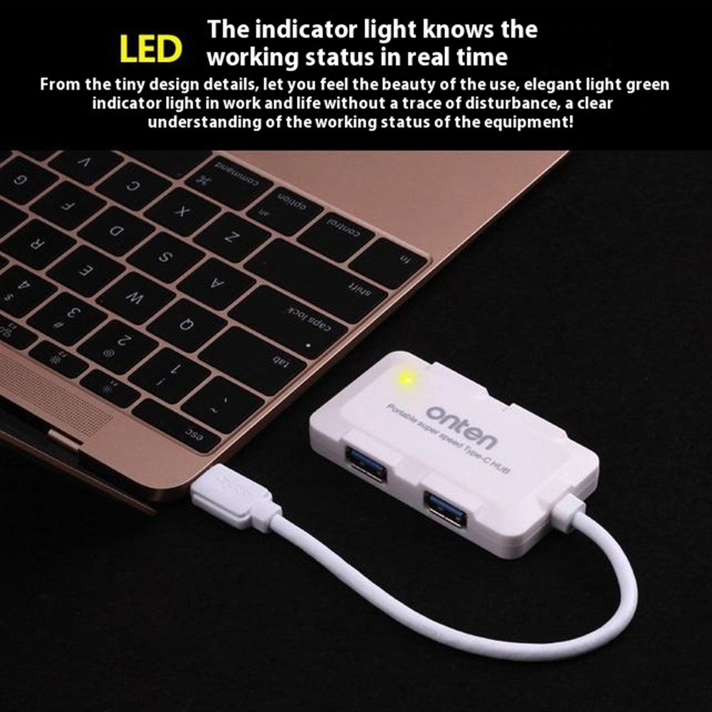 ONTEN 9102B 4 Port USB 3.0 HUB For Computer Type-C Splitter High Speed Data Transfer Adapter