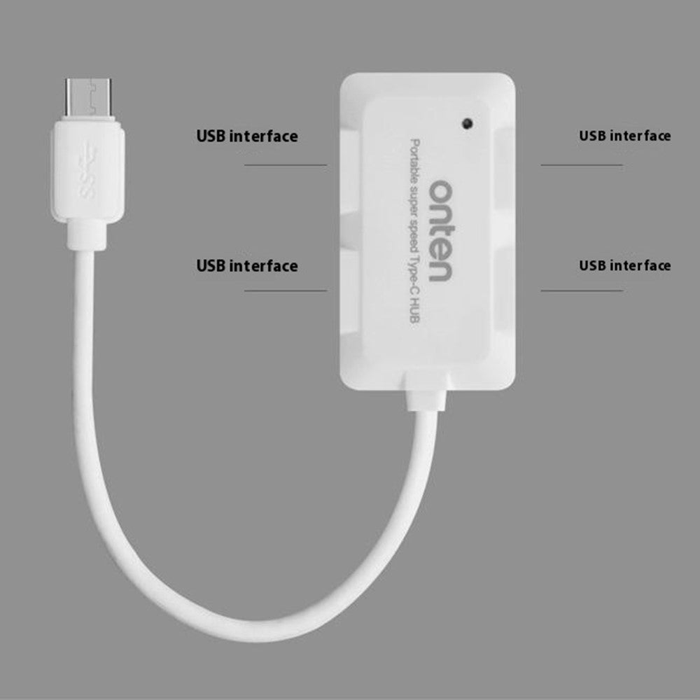ONTEN 9102B 4 Port USB 3.0 HUB For Computer Type-C Splitter High Speed Data Transfer Adapter