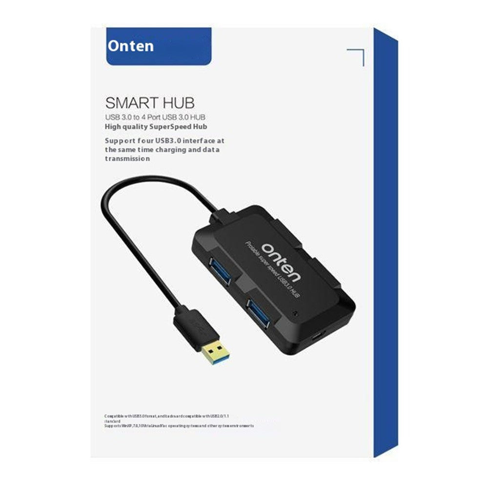 ONTEN 8102B 4-Port USB 3.0 Hub Square Powered Splitter With Smart BC1.2 Charging Protocol 480Mbps / 5Gbps