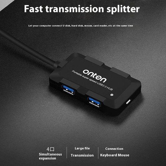 ONTEN 8102B 4-Port USB 3.0 Hub Square Powered Splitter With Smart BC1.2 Charging Protocol 480Mbps  /  5Gbps