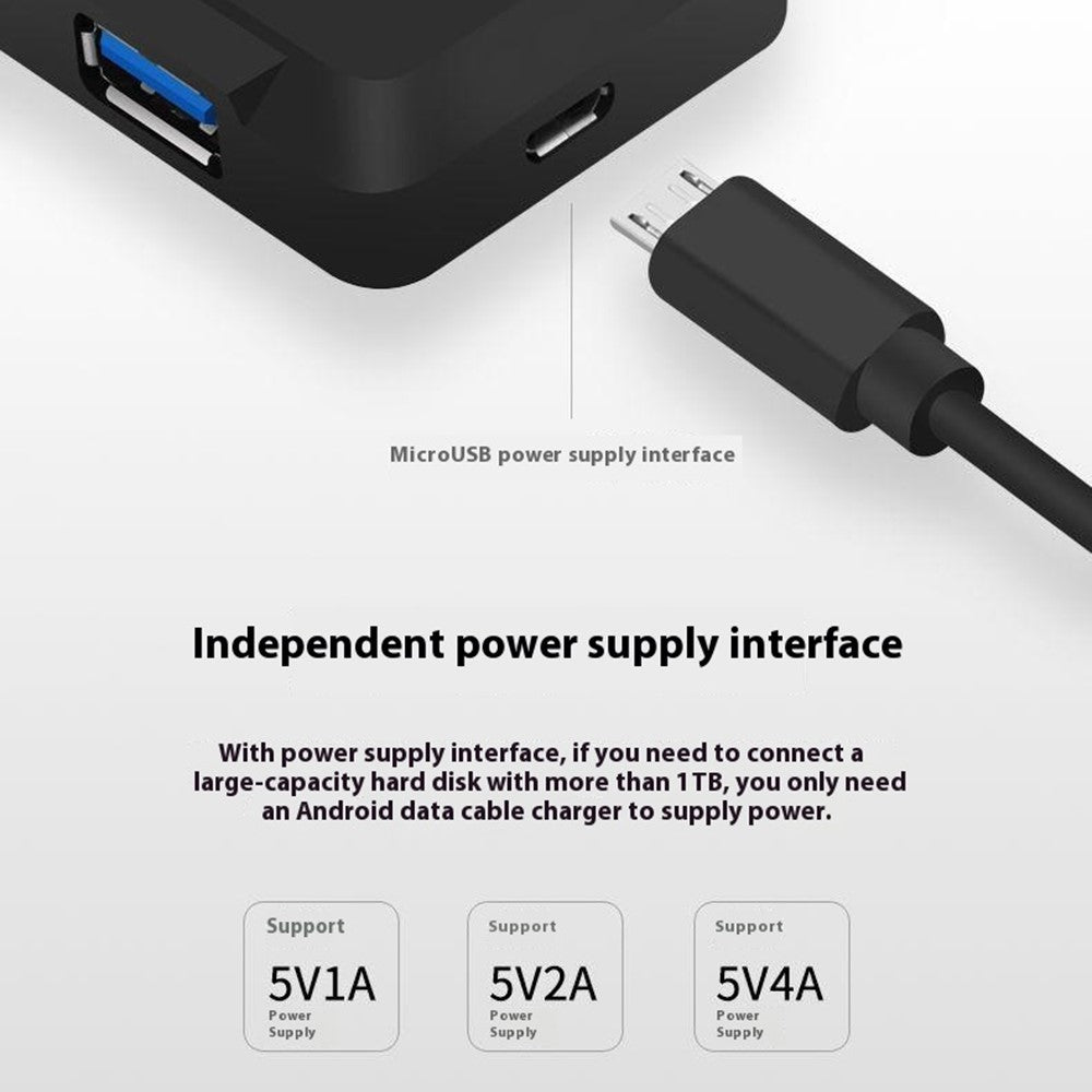 ONTEN 8102B 4-Port USB 3.0 Hub Square Powered Splitter With Smart BC1.2 Charging Protocol 480Mbps / 5Gbps