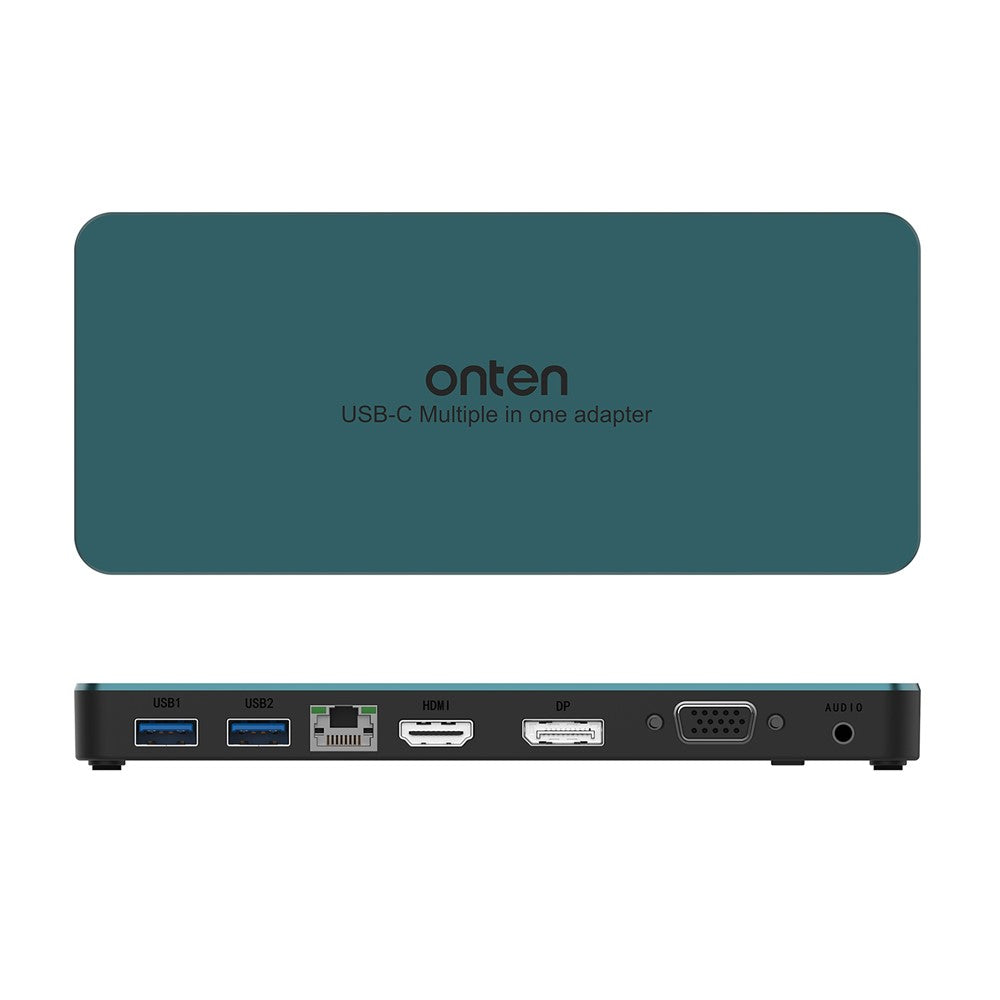 ONTEN 9188S 9 in 1 USB-C Hub Type-C to DP HD VGA 4K USB3.0 USB-C RJ45 3.5mm Docking Station