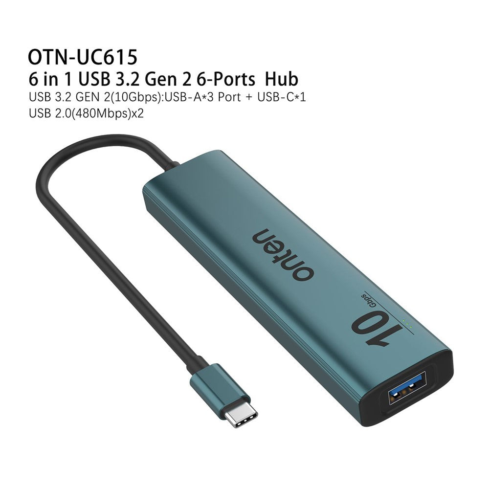 ONTEN UC615 USB-C Hub 4 x USB3.2 Gen2 + 2 x USB-A + USB-C Power Port Adapter