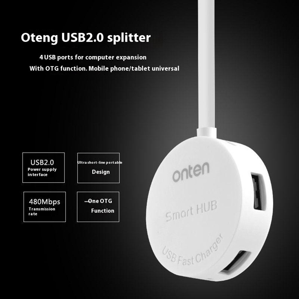 ONTEN OTN-5208 USB2.0 to 4 Port USB2.0 Hub OTG Adapter with Micro USB Power Supply Port