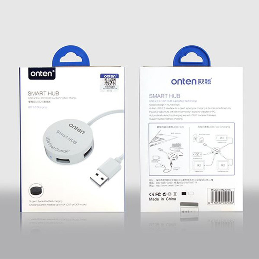 ONTEN OTN-5208 USB2.0 to 4 Port USB2.0 Hub OTG Adapter with Micro USB Power Supply Port