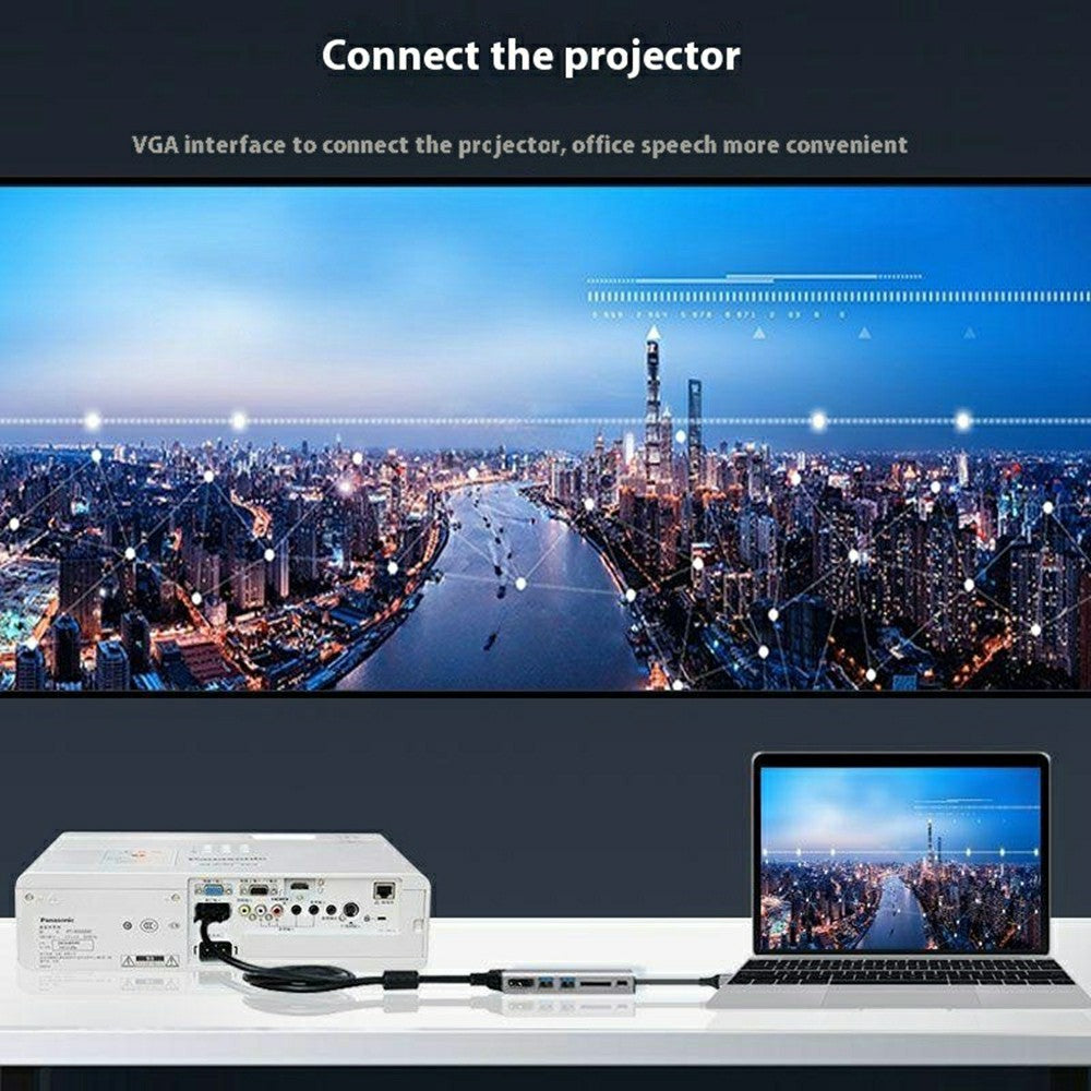 ONTEN RJ45 Gigabit Adapter HUB3.0 Type-C to HDMI 8 in 1 Computer Docking Station For MacBook Pro / Chromebook / Windows