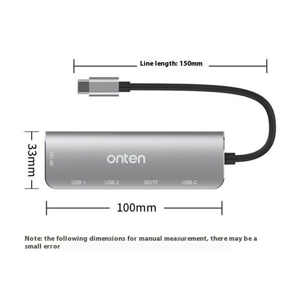 ONTEN 95116D Type-C 6 in 1 Hub Docking Station 4K HDMI USB3.0 USB2.0 PD3.0 TF SD Card Reader Adapter