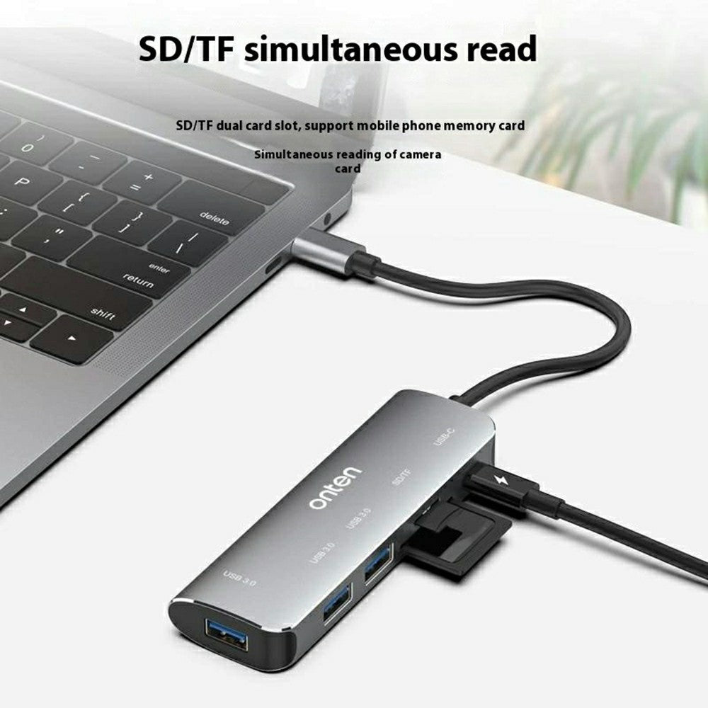 ONTEN 95116B 6 in 1 USB-C Hub 3 x USB3.0 + USB-C + SD / TF Slots Expansion Dock Adapter