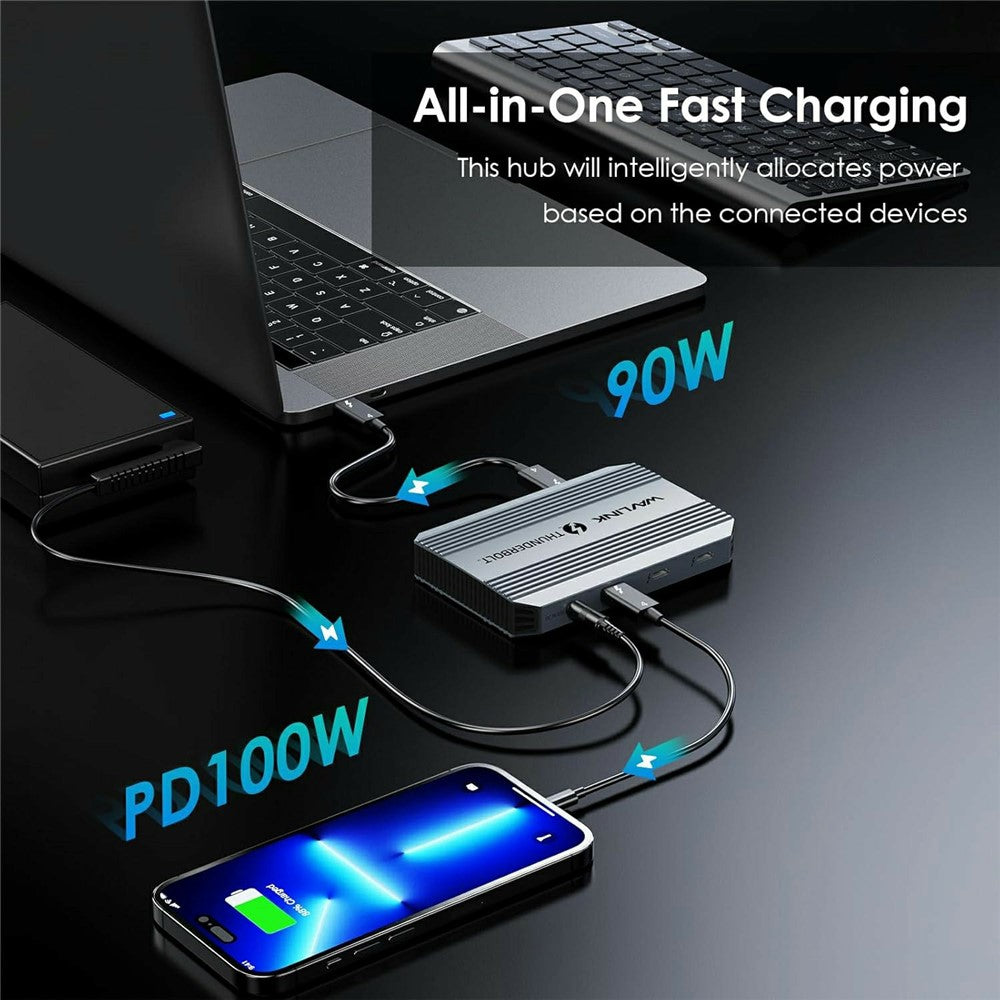 WAVLINK UTD49T 1 Compatible with Thunderbolt 4 Hub 100W PD Input USB-A 3.2 Gen 2 High Speed Data Transfer Adapter