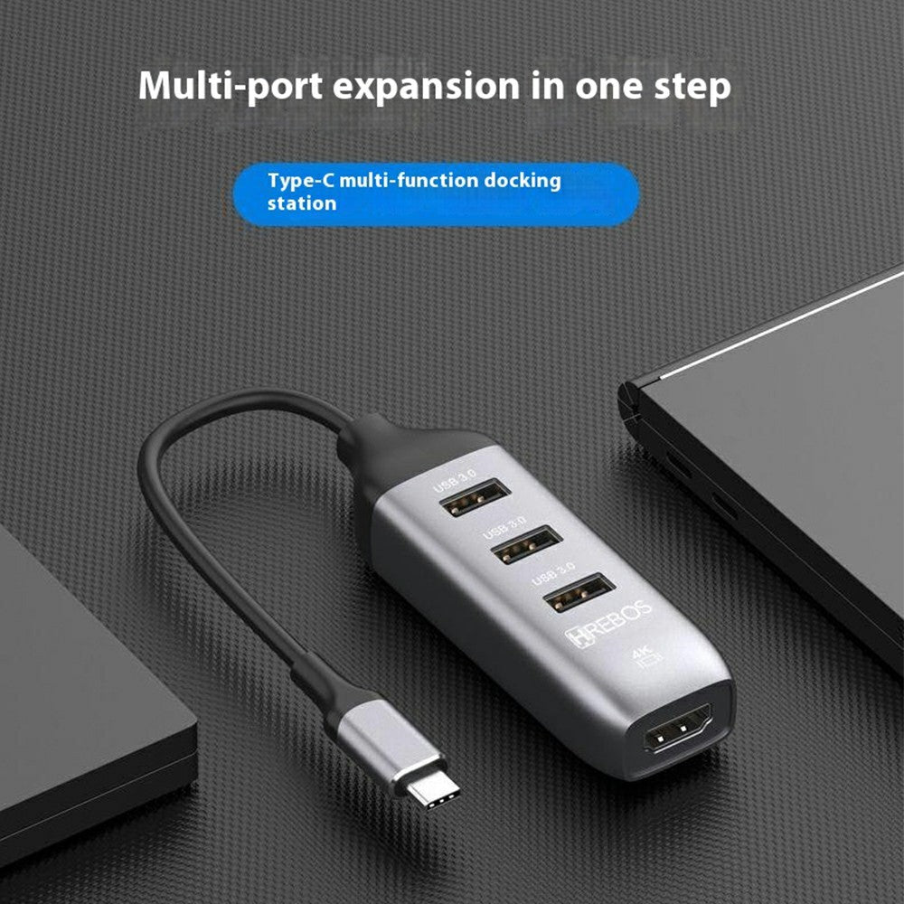 ONTEN 95118H 4 in 1 USB-C Hub 3 x USB3.0 + HDMI 4K Adapter Expansion Dock for Laptop Tablet Phone