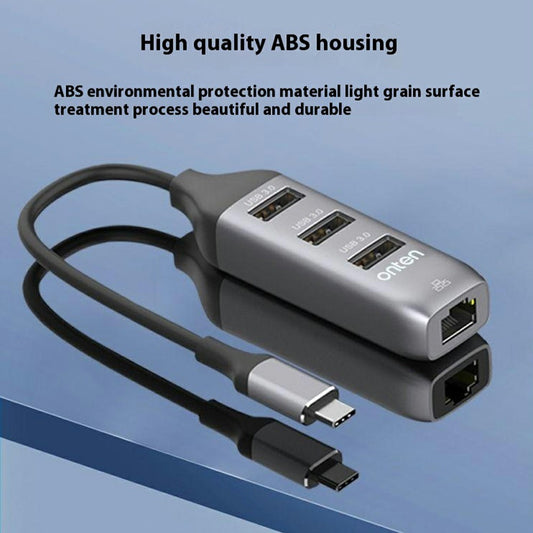 ONTEN 95118R Type-C to RJ45 Gigabit Ethernet Port + 3 x USB3.0 Hub 1000M Network Adapter